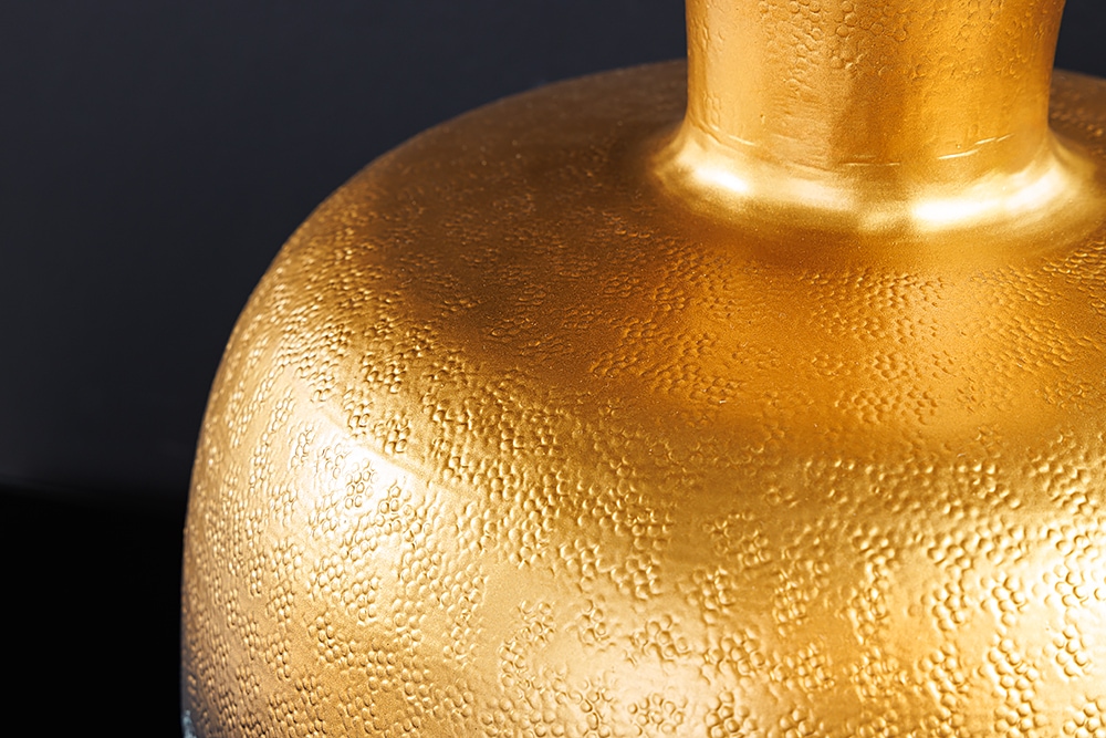 Handgefertigte Deko Vase ABSTRACT ORIENT 40cm gold rund Metall Patina