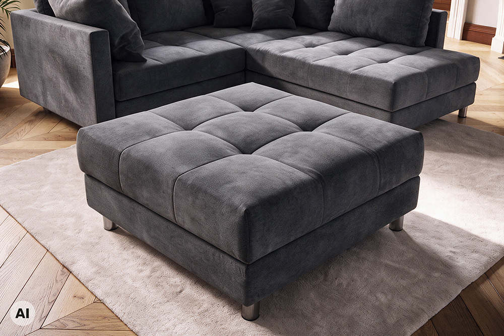 Hocker KENT 100cm grau Samt Taschenfederkern silberne Füße Sitzhocker Fußhocker Hocker KENT 100cm grau Samt Taschenfederkern silberne Füße Sitzhocker Fußhocker