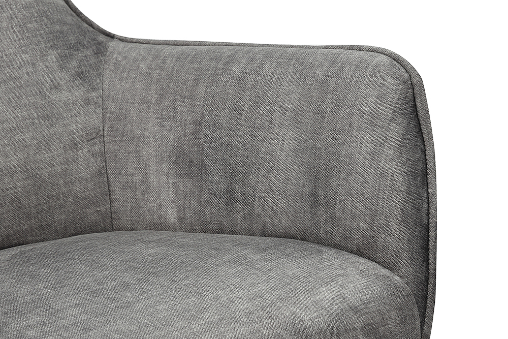 Drehbarer Sessel VOGUE grau Samt schwarze Metallbeine mit Armlehne