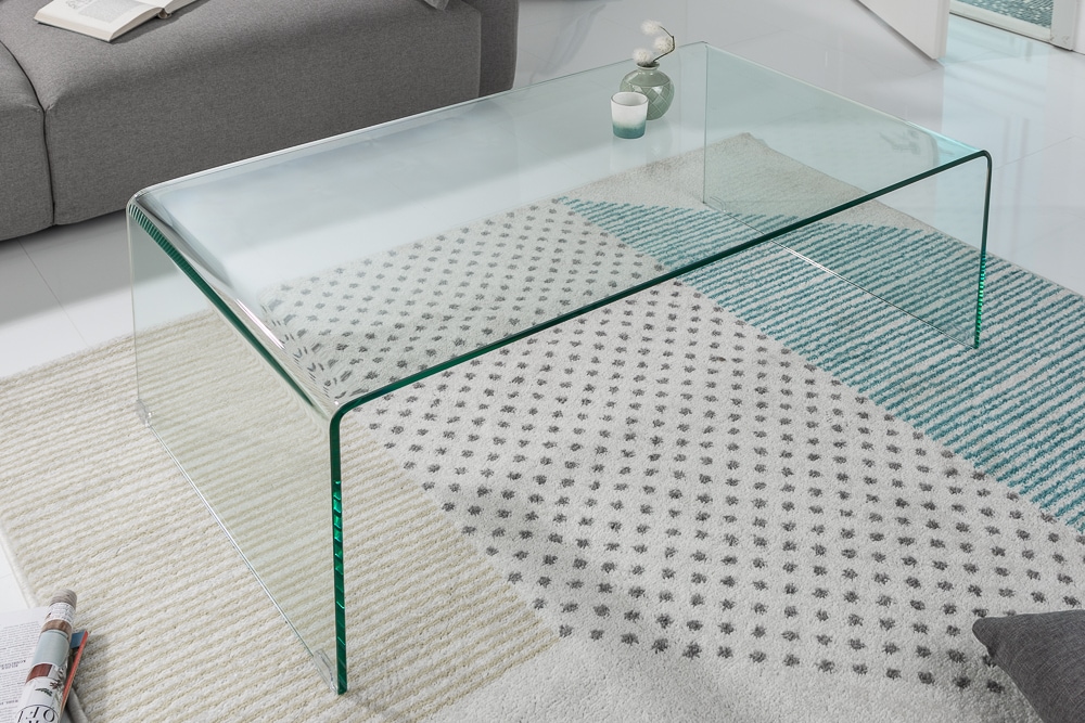 Extravaganter Glas Couchtisch FANTOME 110cm transparent