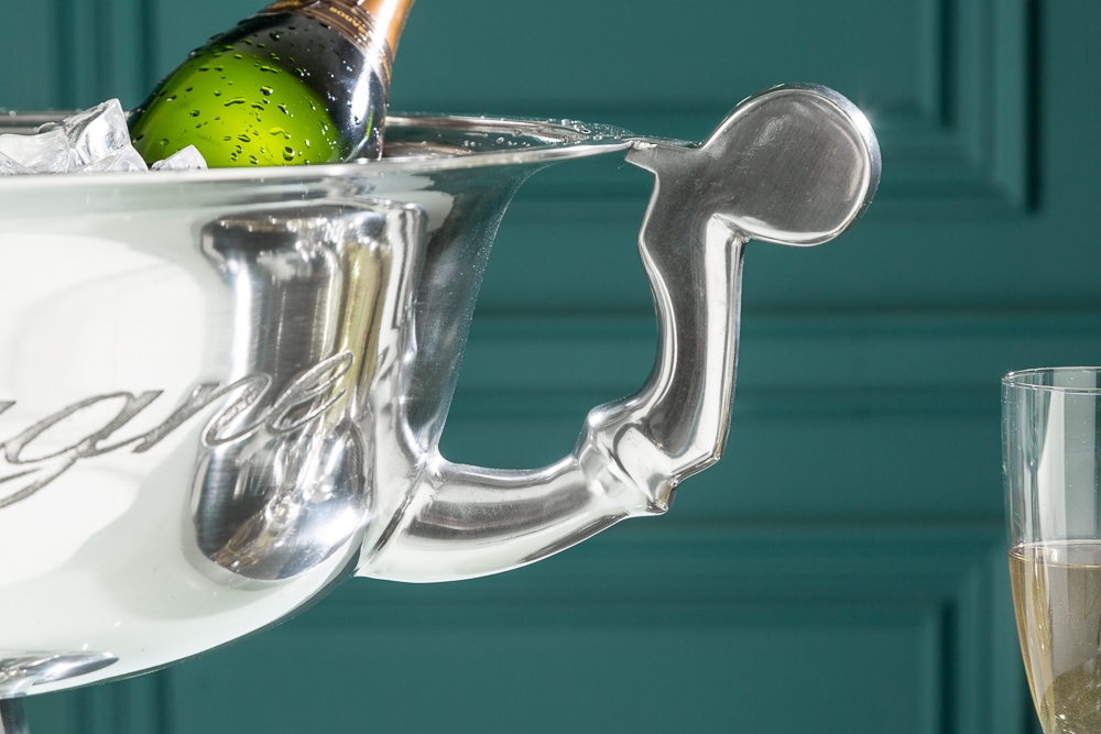 Exklusiver Sektkühler CHAMPAGNE 65cm silber poliert Flaschenkühler