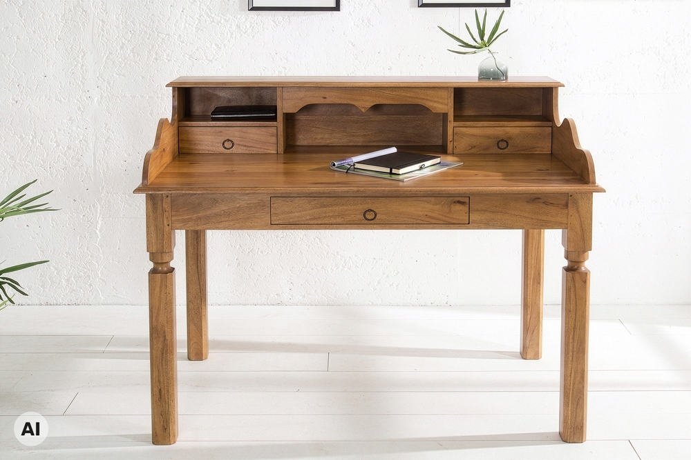 Design Sekretär HEMINGWAY L 115cm braun Mangoholz honey finish Schreibtisch