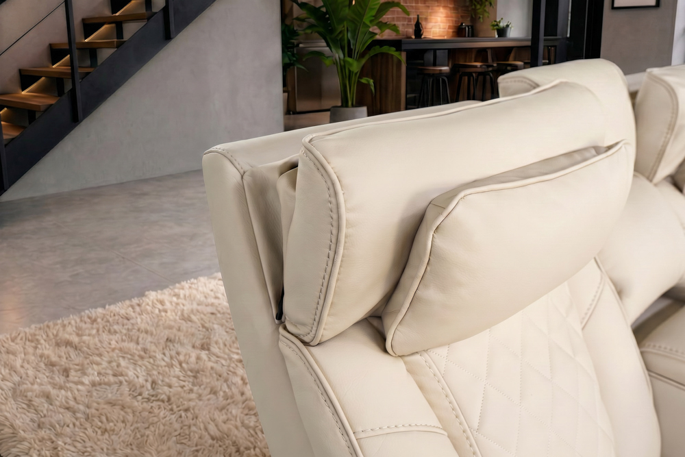 Elektrischer 2er Kinosessel HOLLYWOOD beige Kunstleder Relaxfunktion Getränkehalter