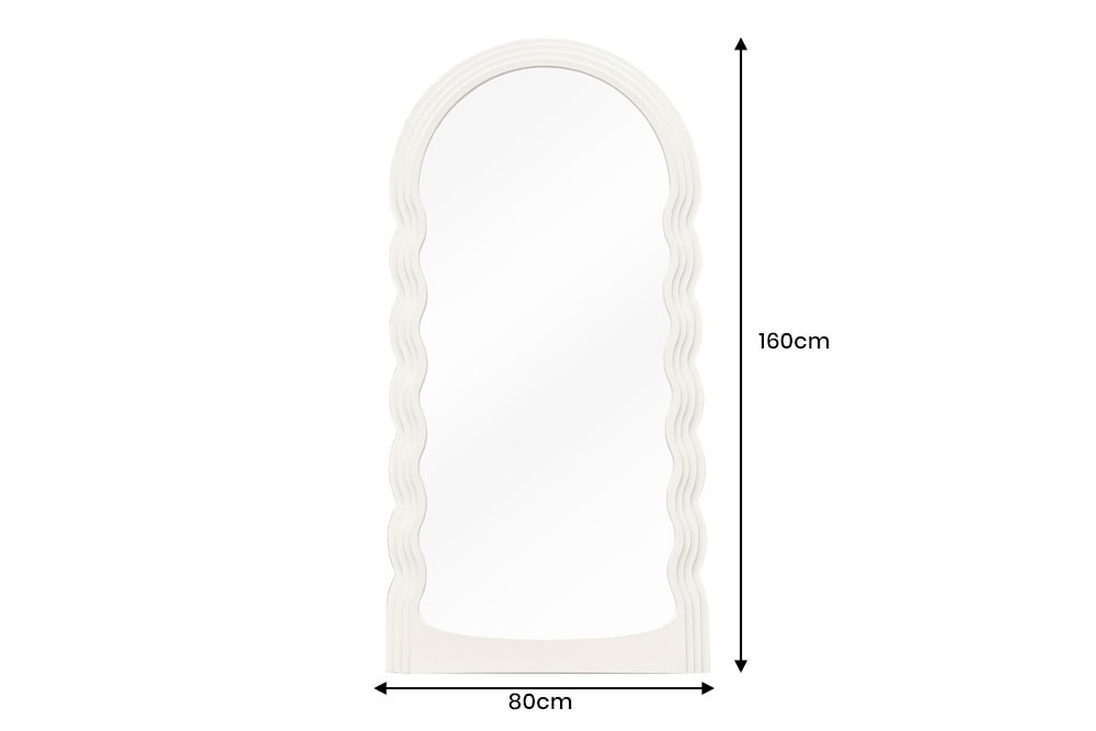 Design Wandspiegel WAVE 160cm weiß Rundbogen Spiegel