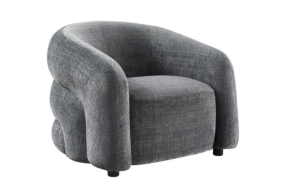 Design Sessel VOGUE 95cm grau Chenille mit Armlehnen und Nosagfederung