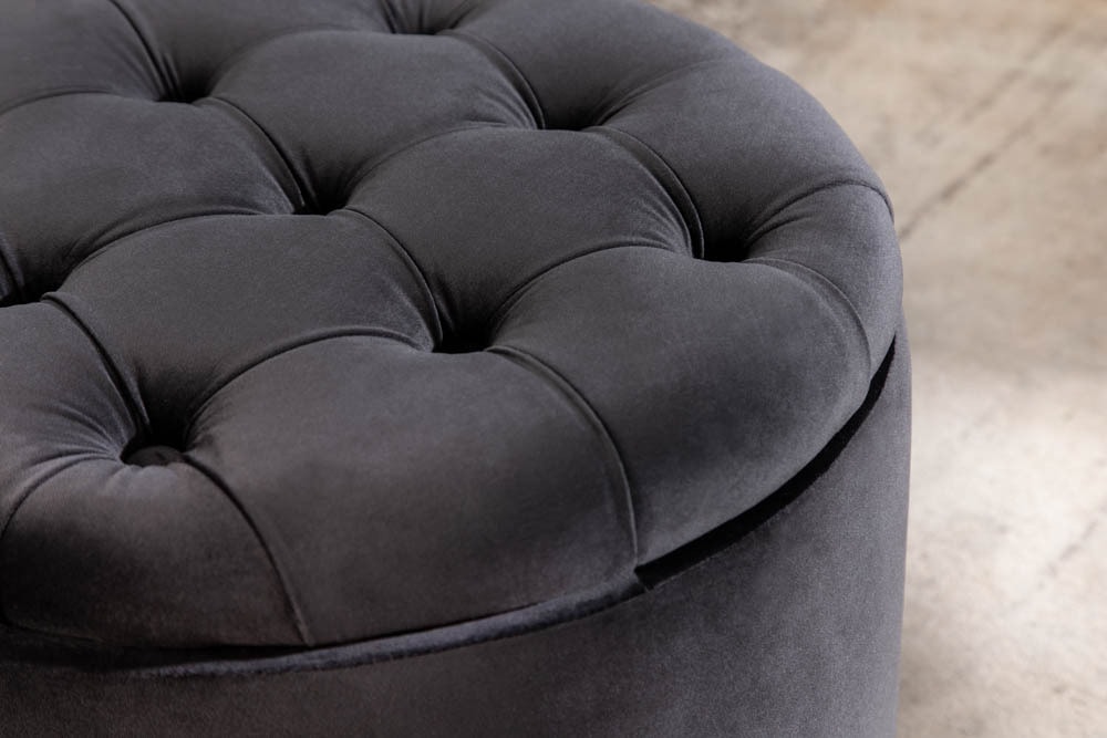 Eleganter Hocker MODERN BAROCK 50cm schwarz Samt Aufbewahrungkorb
