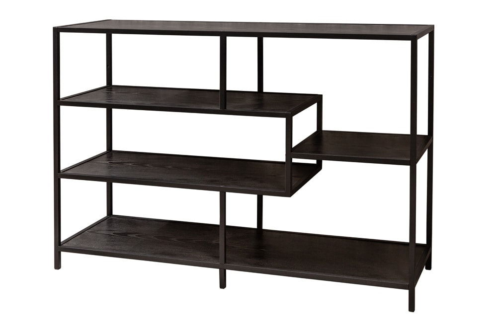 Industrial Bücherregal SLIM LINE 114cm Esche schwarz fünf Regalböden