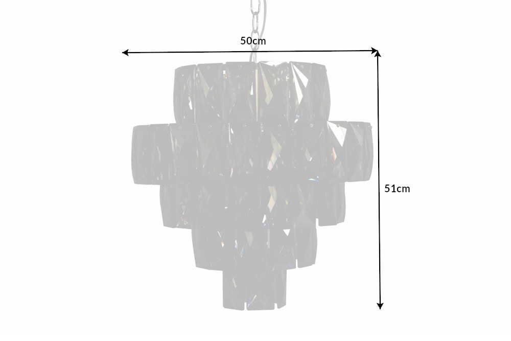Extravaganter Kronleuchter KRISTALL 50cm edel-grau mit Glasprismen