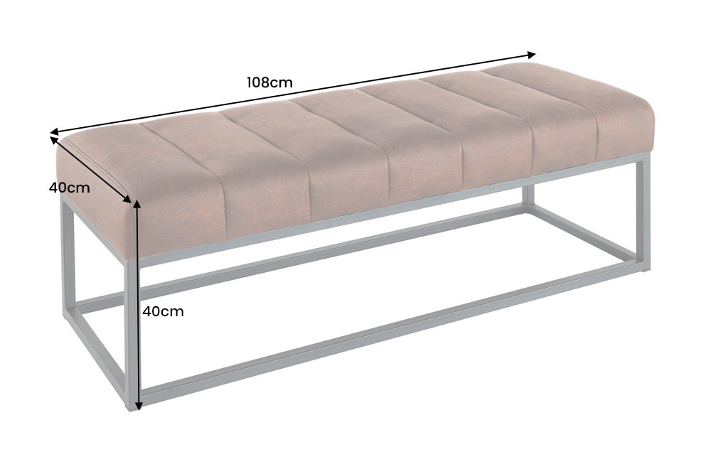 Design Sitzbank PETIT BEAUTÉ 110cm antik braun Microfaser schwarzes Metallgestell