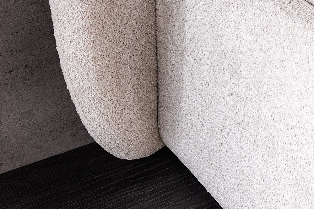 Modernes Boxbett ART DECO 160x200cm greige Bouclé mit Stauraum und Lattenrost