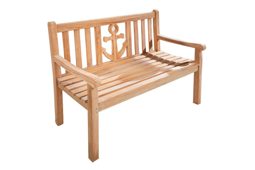 Massive Gartenbank EMPIRE TEAK 120cm Teakholz mit Ankerdesign