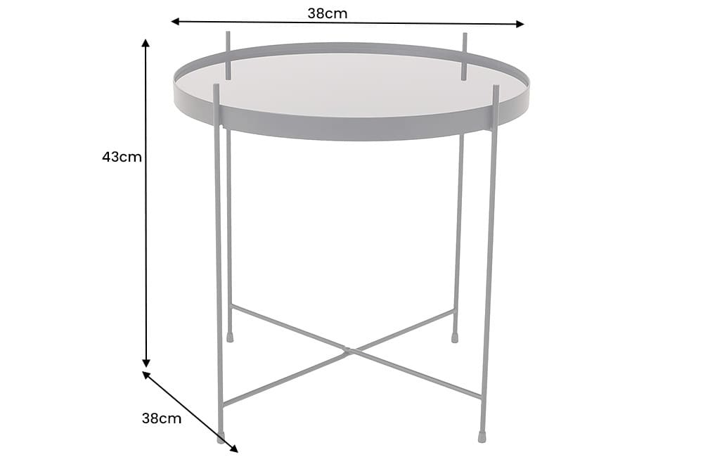 Runder Couchtisch ELEGANCE 45cm anthrazit Glas schwarz Metallgestell