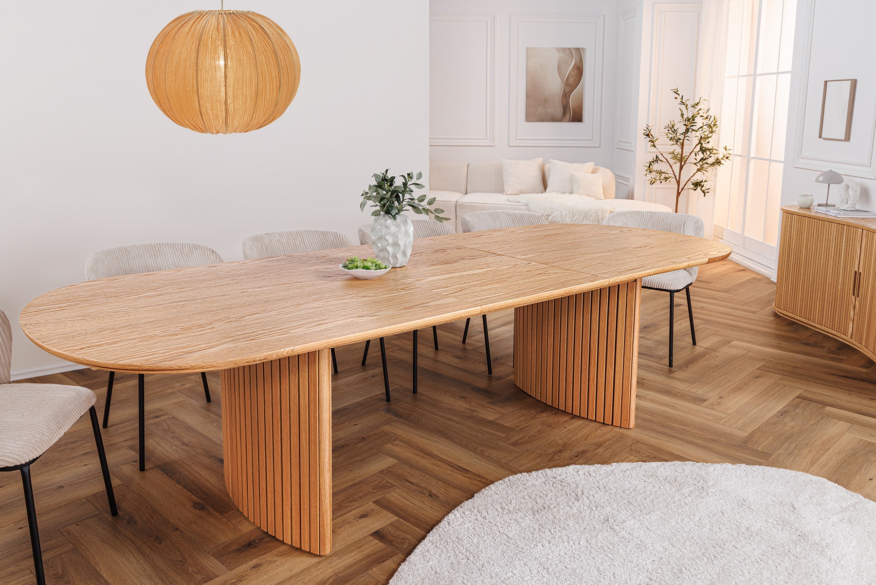 Ausziehbarer Esstisch VALHALLA WOOD 220-280cm natur Eichenholz