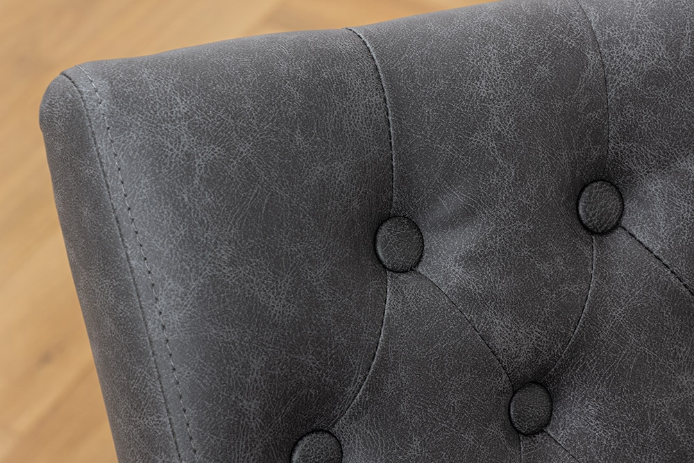 Chesterfield Stuhl CASTLE schwarz Kunstleder Gummiholz Ziernieten