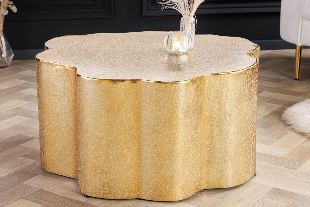 Design Couchtisch ORGANIC ORIENT 75cm gold Handarbeit