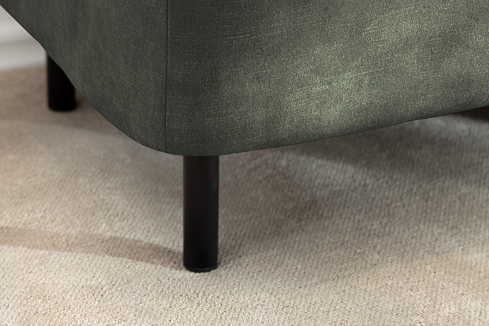 Extravagante Polsterbank EN VOGUE 120cm grün Samt mit Stauraum schwarze Metallbeine