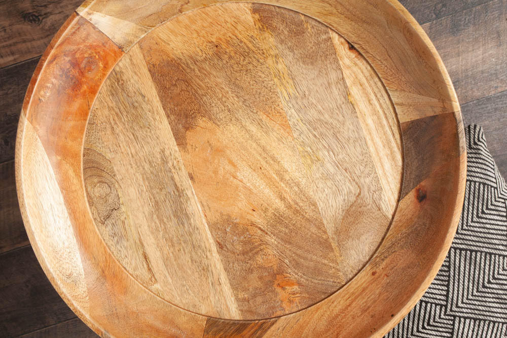 Massiver Beistelltisch PURE NATURE 45cm natur Mangoholz rund mit schwarzen Metallbeinen