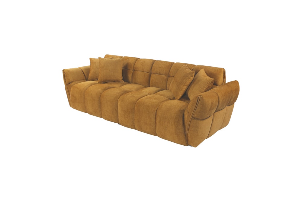 XXL Sofa CLOUD 260cm senfgelb Vogue Samtstoff Bigsofa Federkern inkl. Kissen