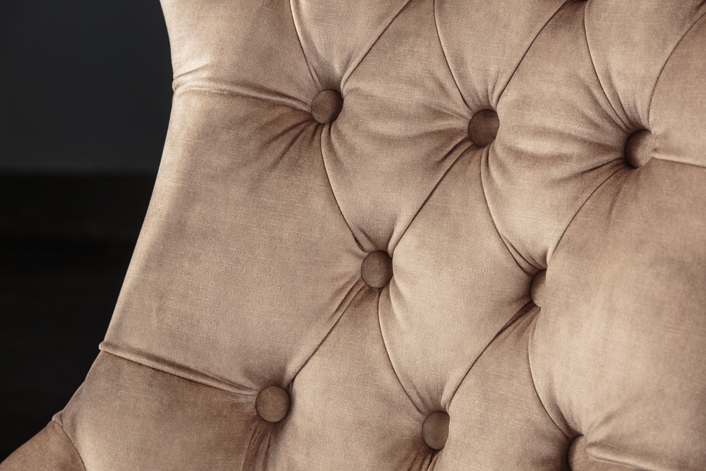 Eleganter Stuhl CASTLE cappuccino Samt Landhausstil mit Komfortgriff