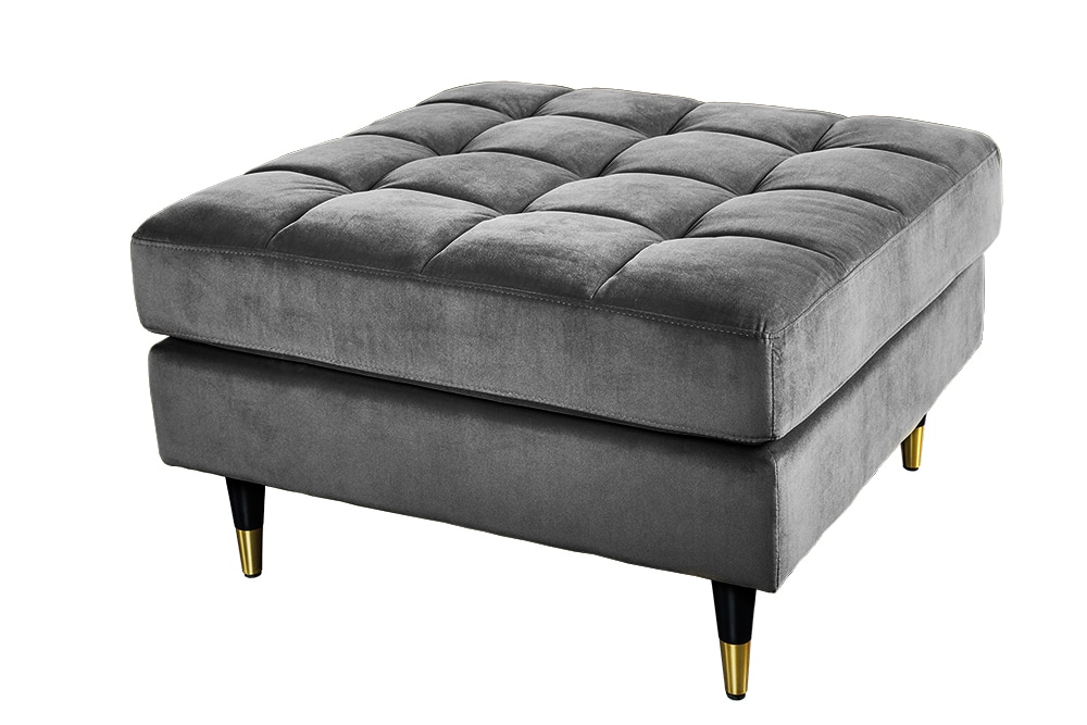 Design Hocker COZY VELVET 80cm grau Samt goldene Füße