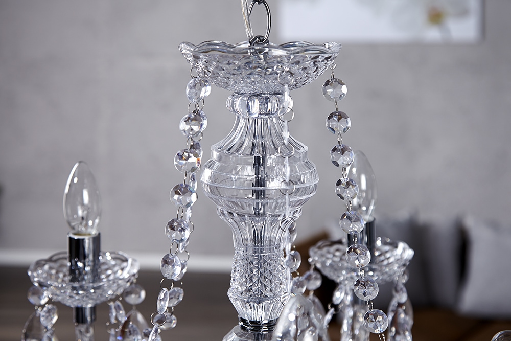 Eleganter Kronleuchter CRYSTAL 55cm klar Acryl 5-armig Lüster