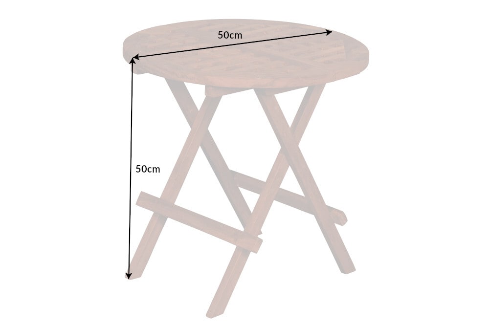 Wetterfester Beistelltisch EMPIRE TEAK 50cm Massivholz rund klappbar Outdoor Gartentisch