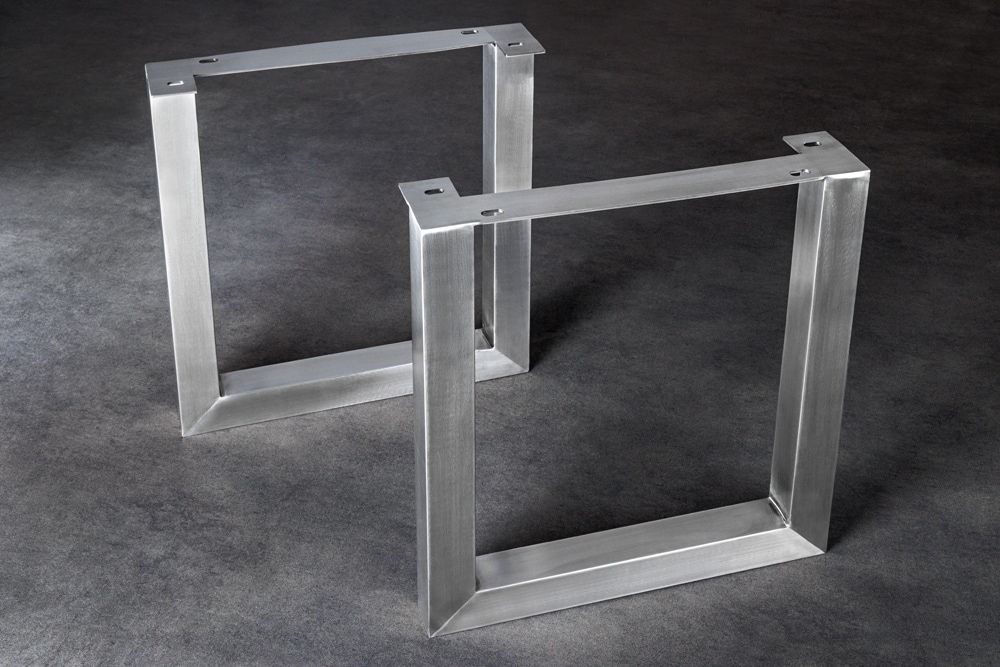2er Set Tischgestell U-FRAME 70cm Edelstahl gebürstet matt Tischbeine Kufe Esstisch