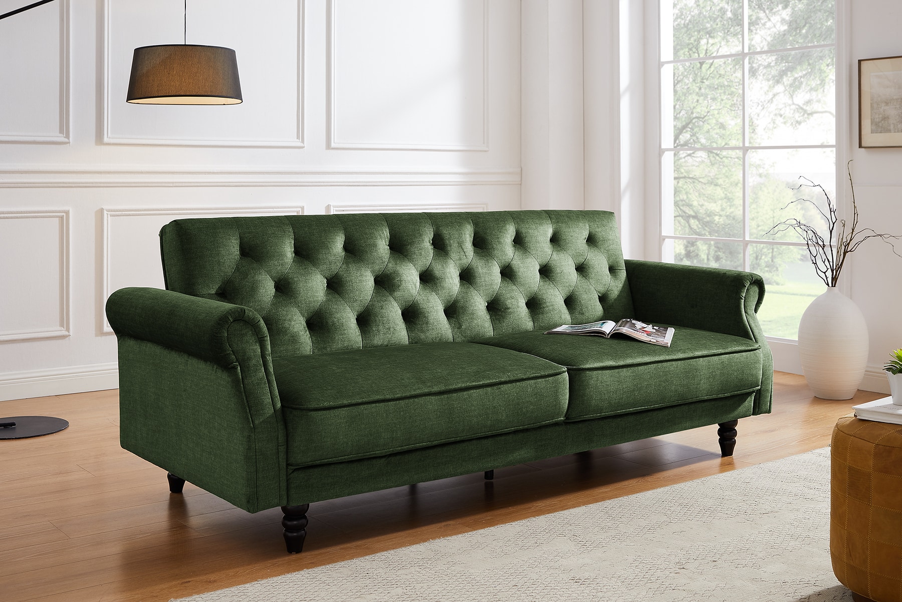 Schlafsofa MAISON BELLE AFFAIRE 220cm moosgrün Vogue Seiden Samtstoff 3-Sitzer » Jetzt kaufen