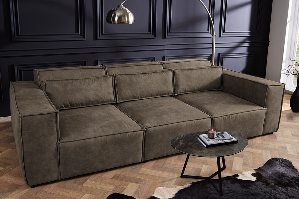 Design 3-Sitzer Sofa BOSSA NOVA 260cm antik taupe Microfaser Couch Wohnzimmer