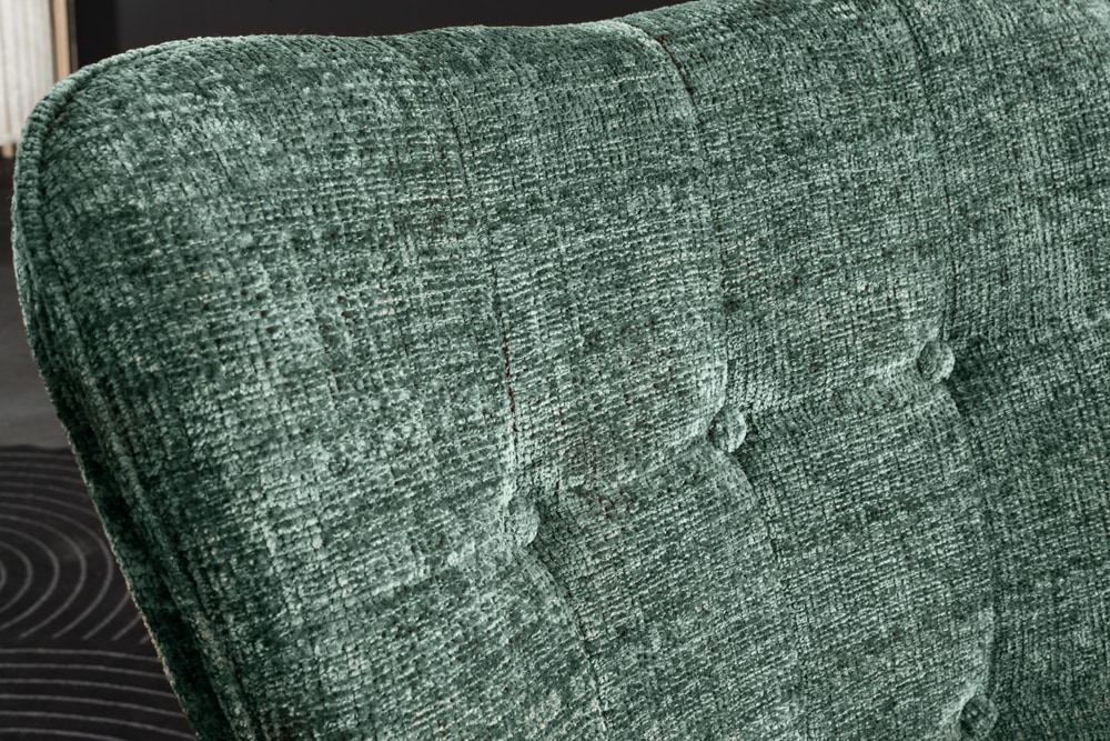 Design Sessel SCANDINAVIA grün Chenille Cremona schwarz Metall mit Armlehne