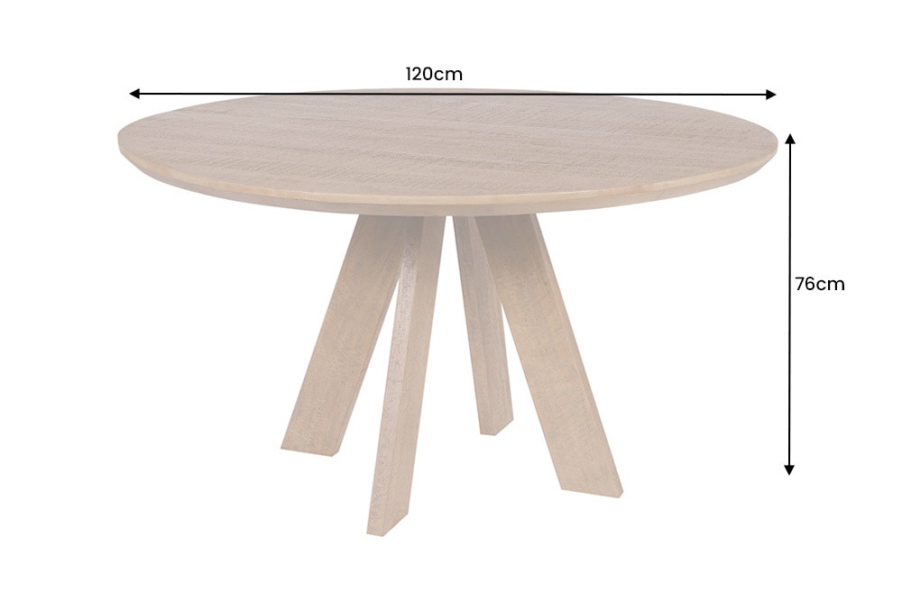 Runder Esstisch ART WOOD 120cm braun massiv Mangoholz