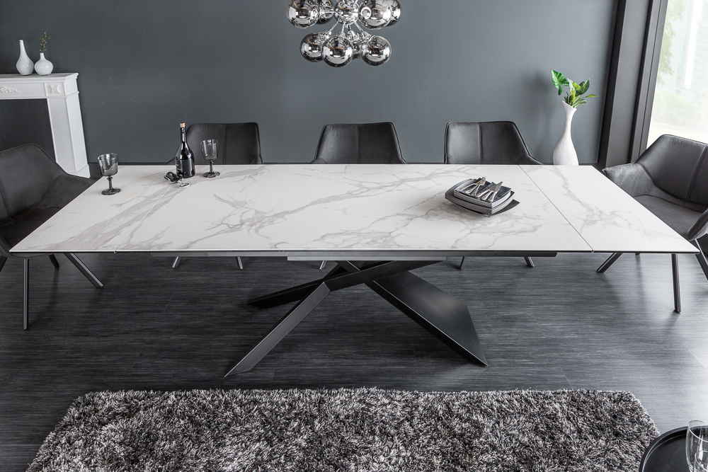 Ausziehbarer Esstisch EUPHORIA 180-220-260cm Marmor weiß Keramik made in Italy