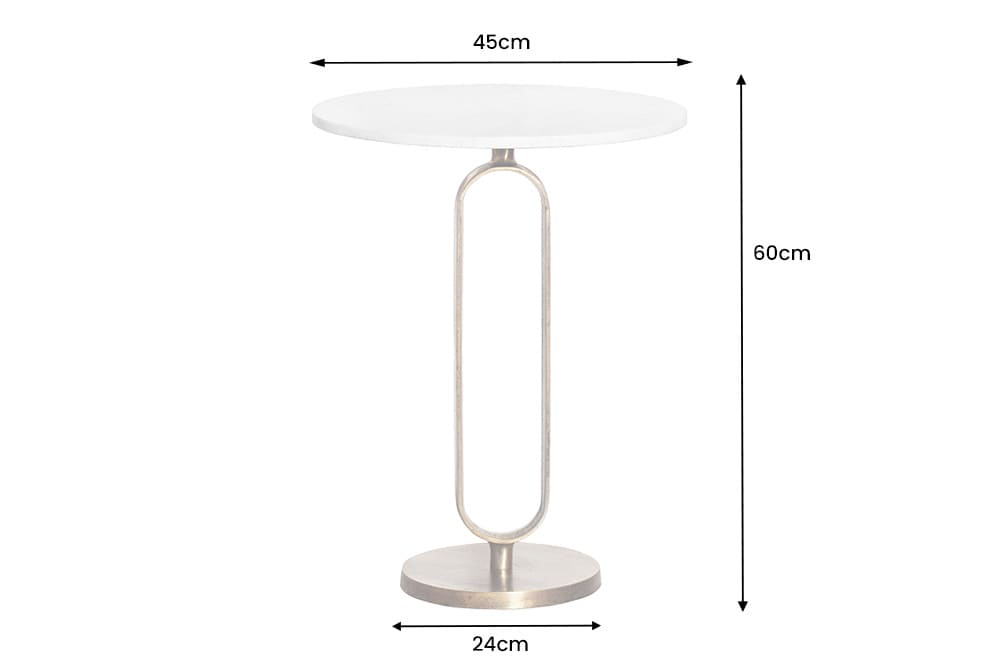 Runder Beistelltisch ELEGANCE 60cm weiß gold antik Marmor Metall Aluminium handmade