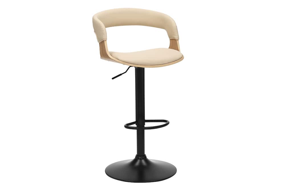Höhenverstellbarer Barhocker MANHATTAN natur Eiche creme beige Kunstleder drehbar