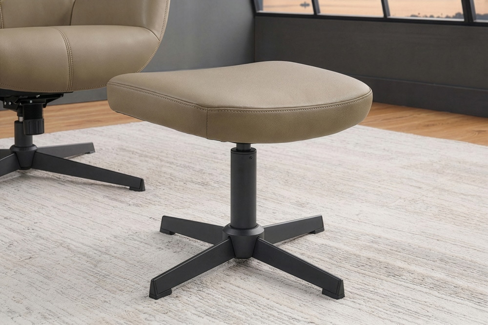 Design Hocker VOGUE 45cm taupe Kunstleder drehbar Metallbeine Fußhocker
