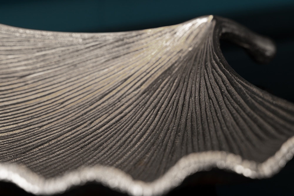 Dekorative Schale GINKGO 45cm silber handmade Metall