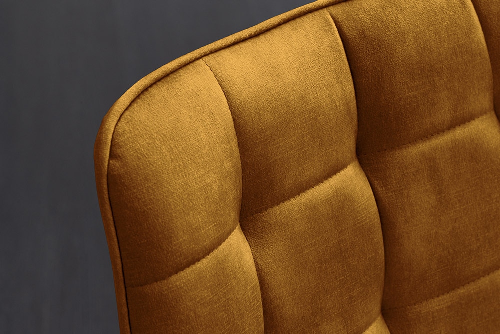 Design Stuhl ROADSTAR senfgelb Samt schwarze Metallbeine