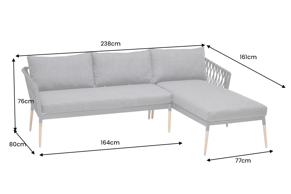 Outdoor Gartenlounge IPANEMA 240cm anthrazit Aluminium Teakholz wetterfest