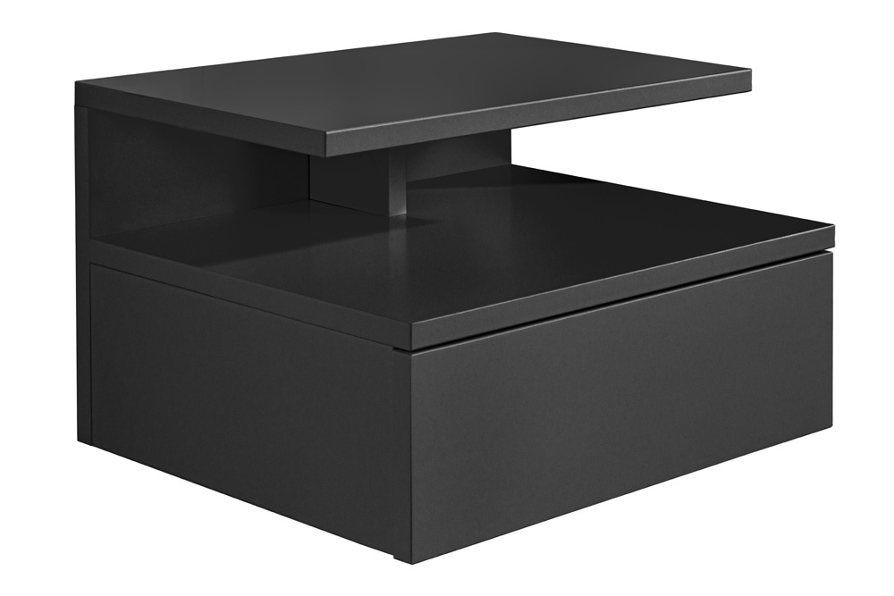 Hängender Nachttisch FLOATING 35cm schwarz Regal mit Schublade