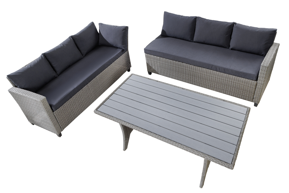 Outdoor Sitzgruppe MONACO 240cm anthrazit Polyrattan Gartenmöbel-Set Ecklounge wetterfest