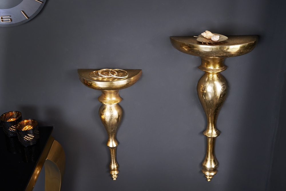 Barock Wandkonsole SCALA 60cm gold Metall Wandregal handmade Wanddekoration