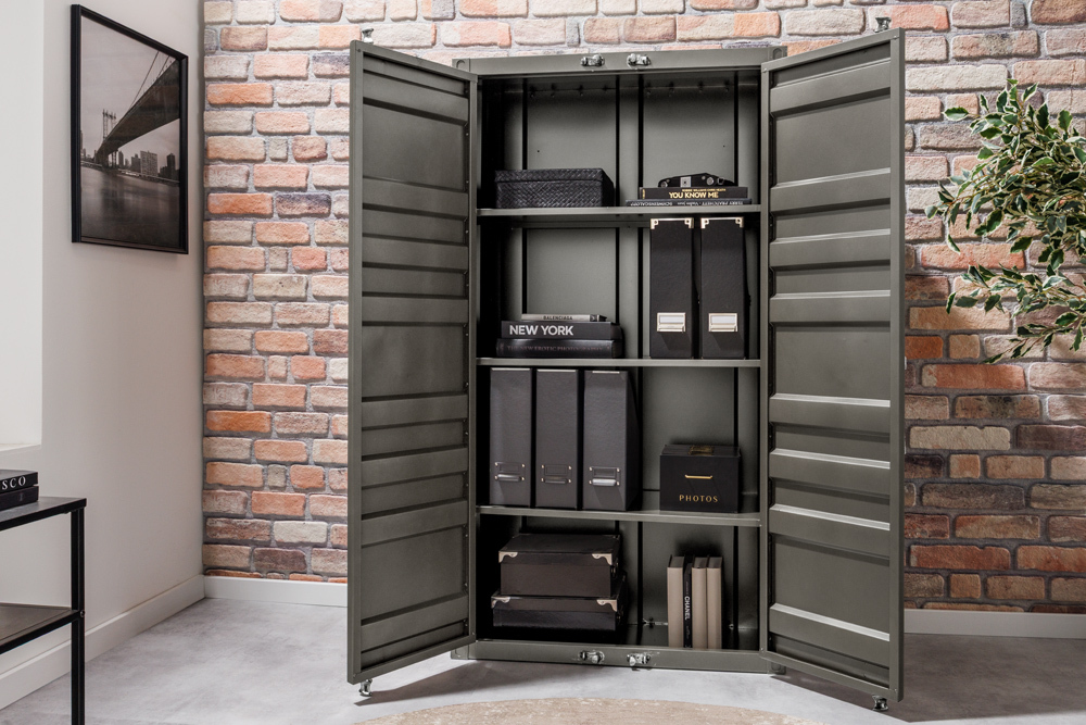 Container-Schrank GLOBETROTTER 140cm anthrazit Metall Aktenschrank Highboard