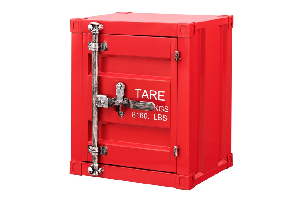 Container-Schrank GLOBETROTTER 50cm rot Metall Nachttisch Beistellschrank