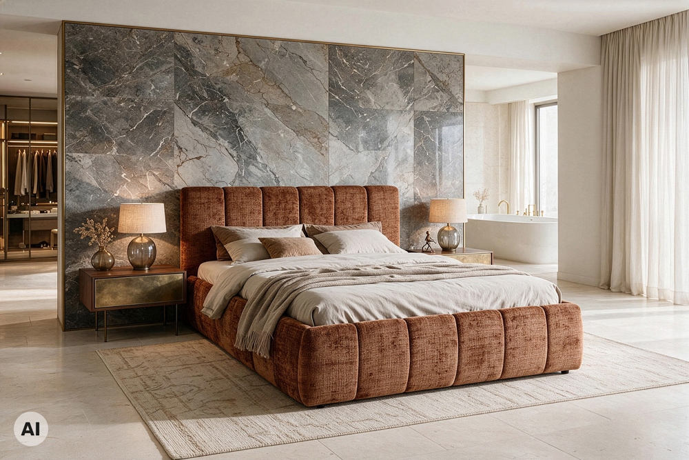 Design Boxbett ADLON 180x200cm rostbraun Chenille Cremona mit Stauraum und Lattenrost