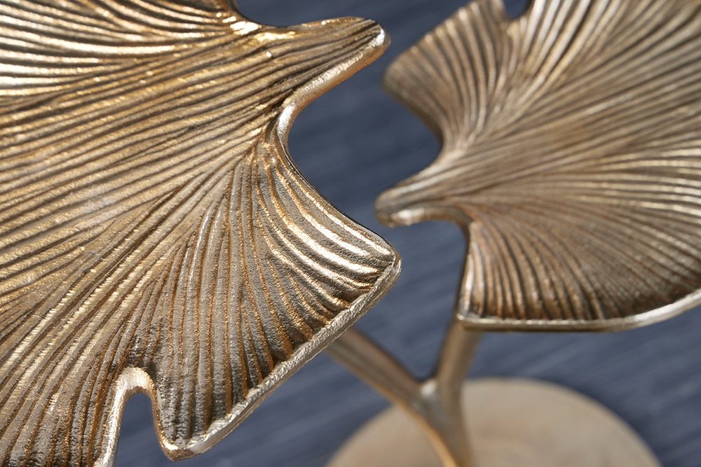 Dekorativer Beistelltisch GINKGO LEAFS 50cm gold handmade Metall