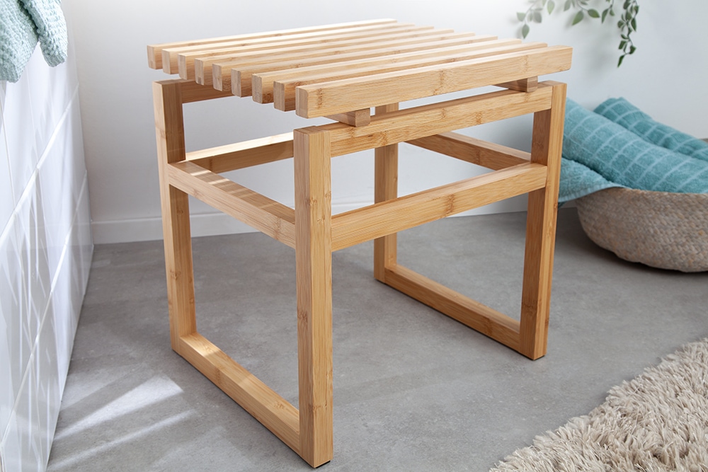 Design Sitzhocker LAGOON SPA 40cm Bambusholz Badhocker