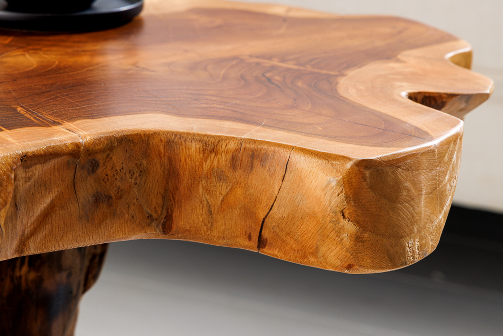 Massivholz Beistelltisch ROOT 40cm natur Teak aus Wurzelholz im Stelzen-Design