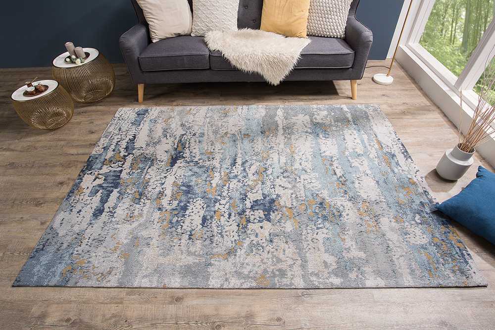 Design Teppich ABSTRAKT 240x160cm blau Baumwolle
