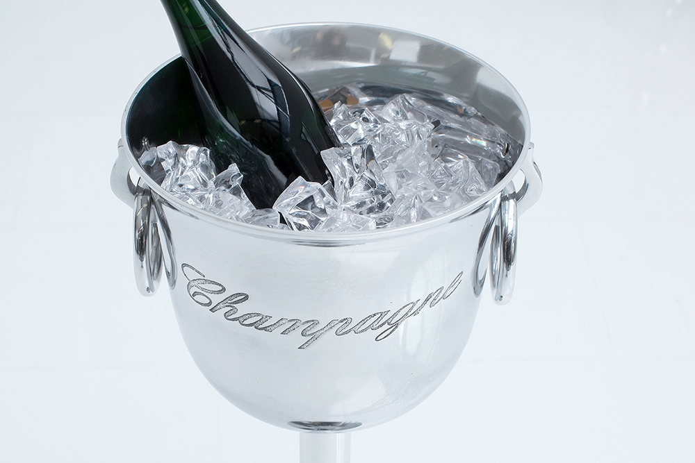 Eleganter Sektkühler CHAMPAGNE 75cm silber poliert Flaschenkühler