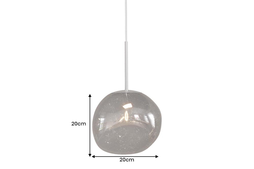 Runde Hängelampe LIQUID DIAMOND 20cm smoke Glas Stahl Kugelleuchte
